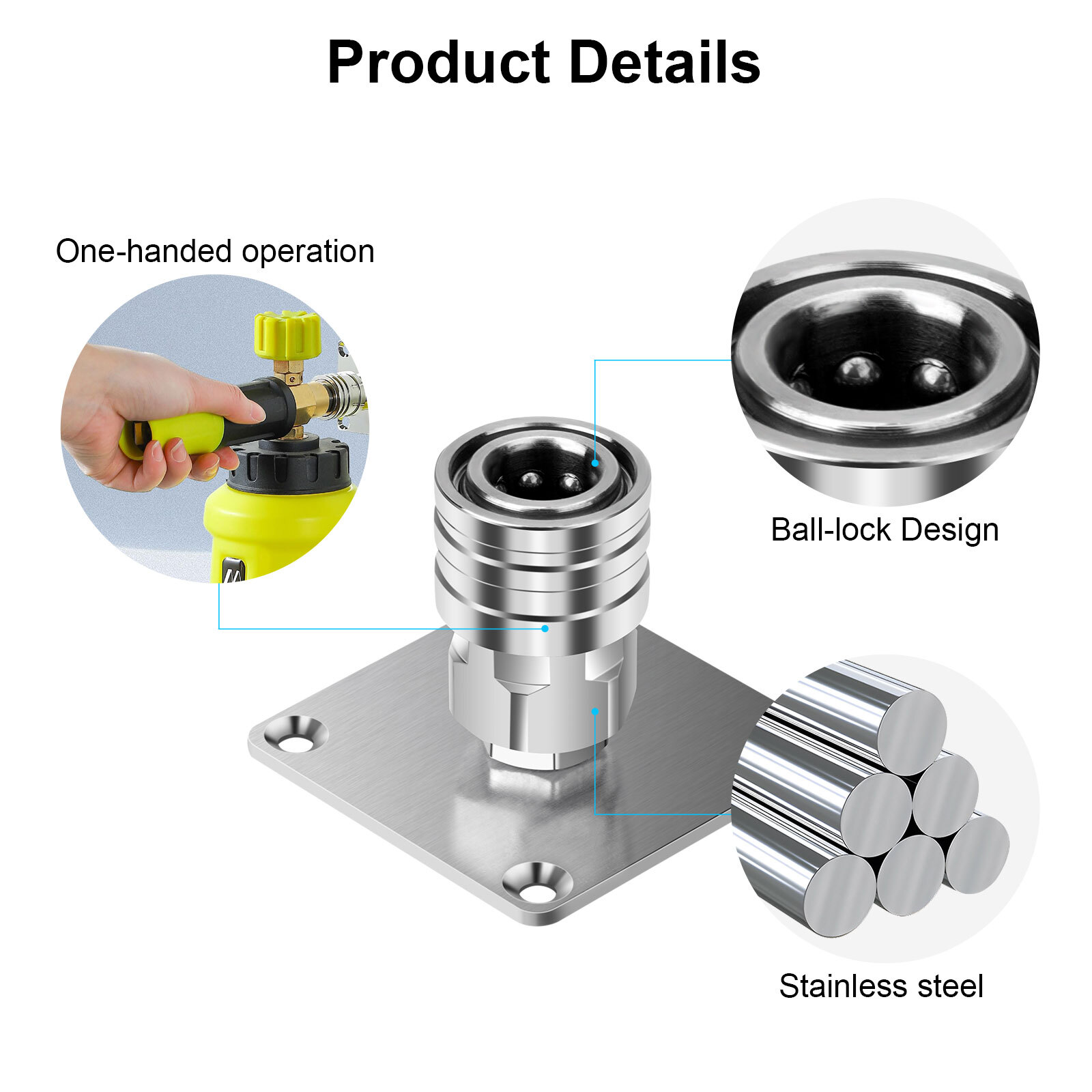 Pressure Washer Foam Cannon Holder with 1/4 Quick Connector for Garage Wall Rack
