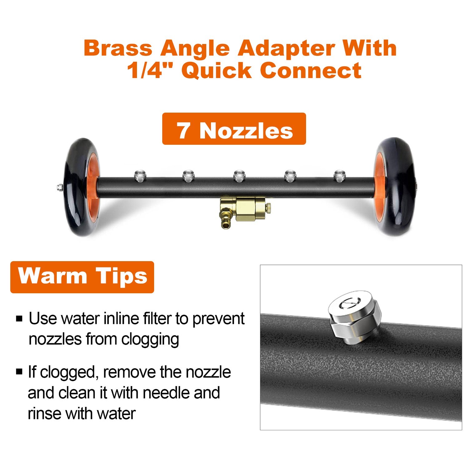 18″ Pressure Washer Surface Cleaner Water Broom Undercarrige Car Clean Brush 2-1