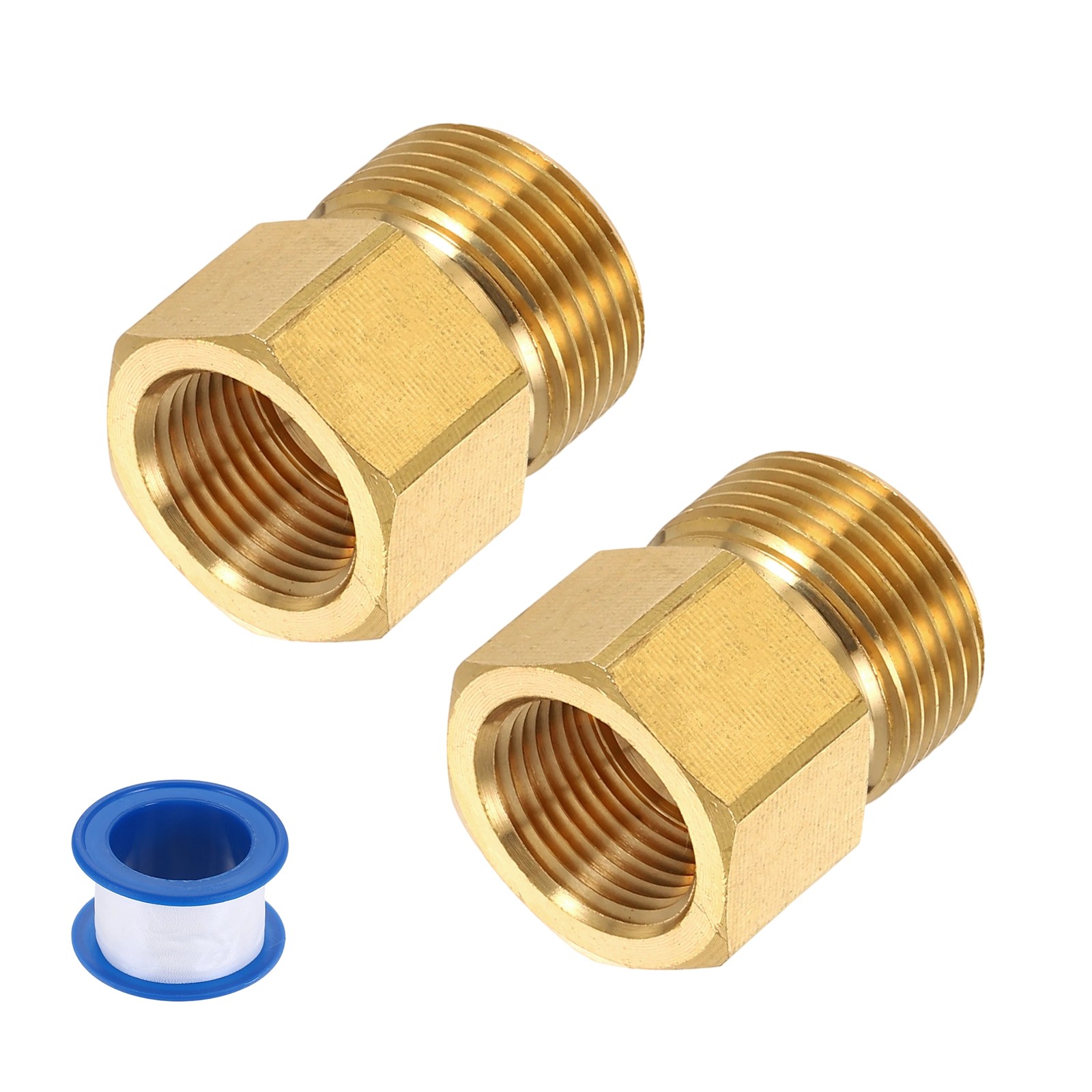 2Pcs Pressure Washer Adapter with Tape,M22 14mm Male to G3/8 Female Concave
