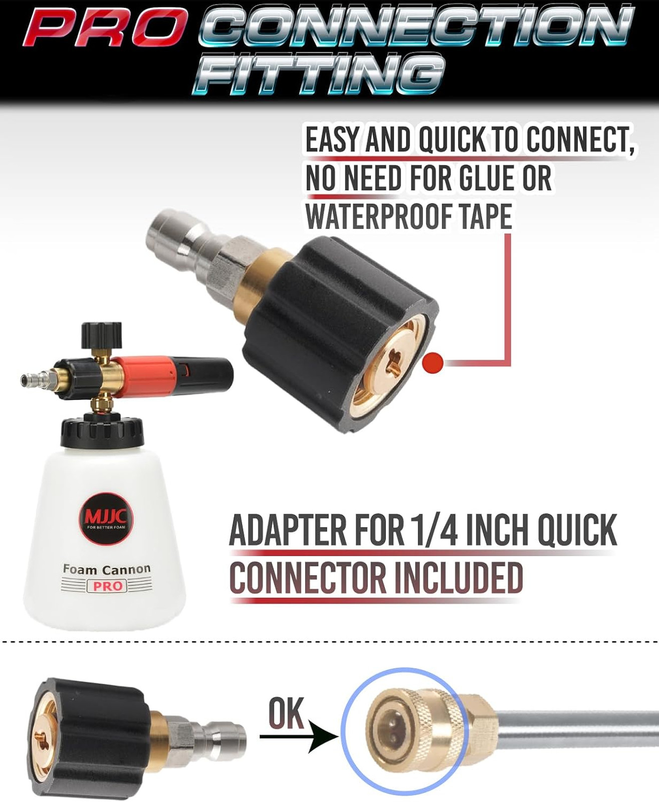 Foam Cannon Pro V2.0 Thicker Snow Foam Technology with 1/4 Inch Quick Connector