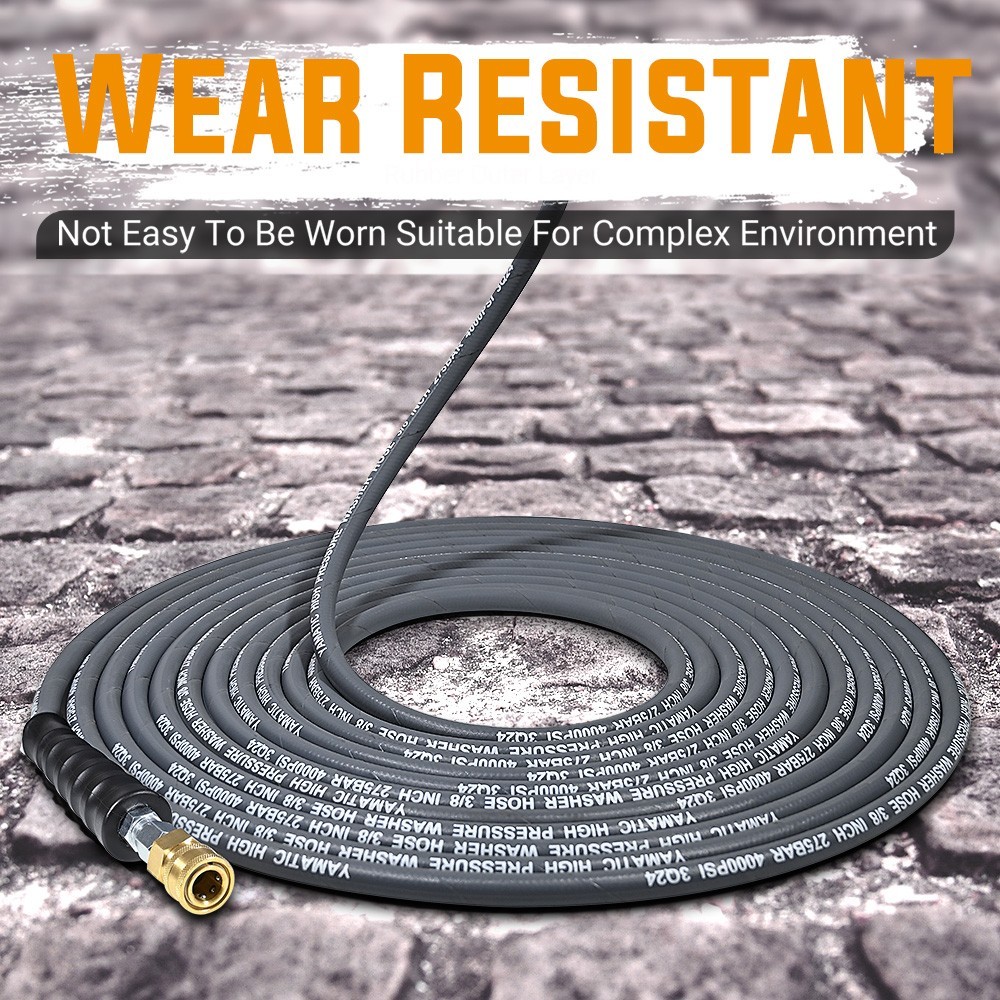YAMATIC 3/8″ Pressure Washer Hose Kink Free Replacement Hose, 4000 PSI