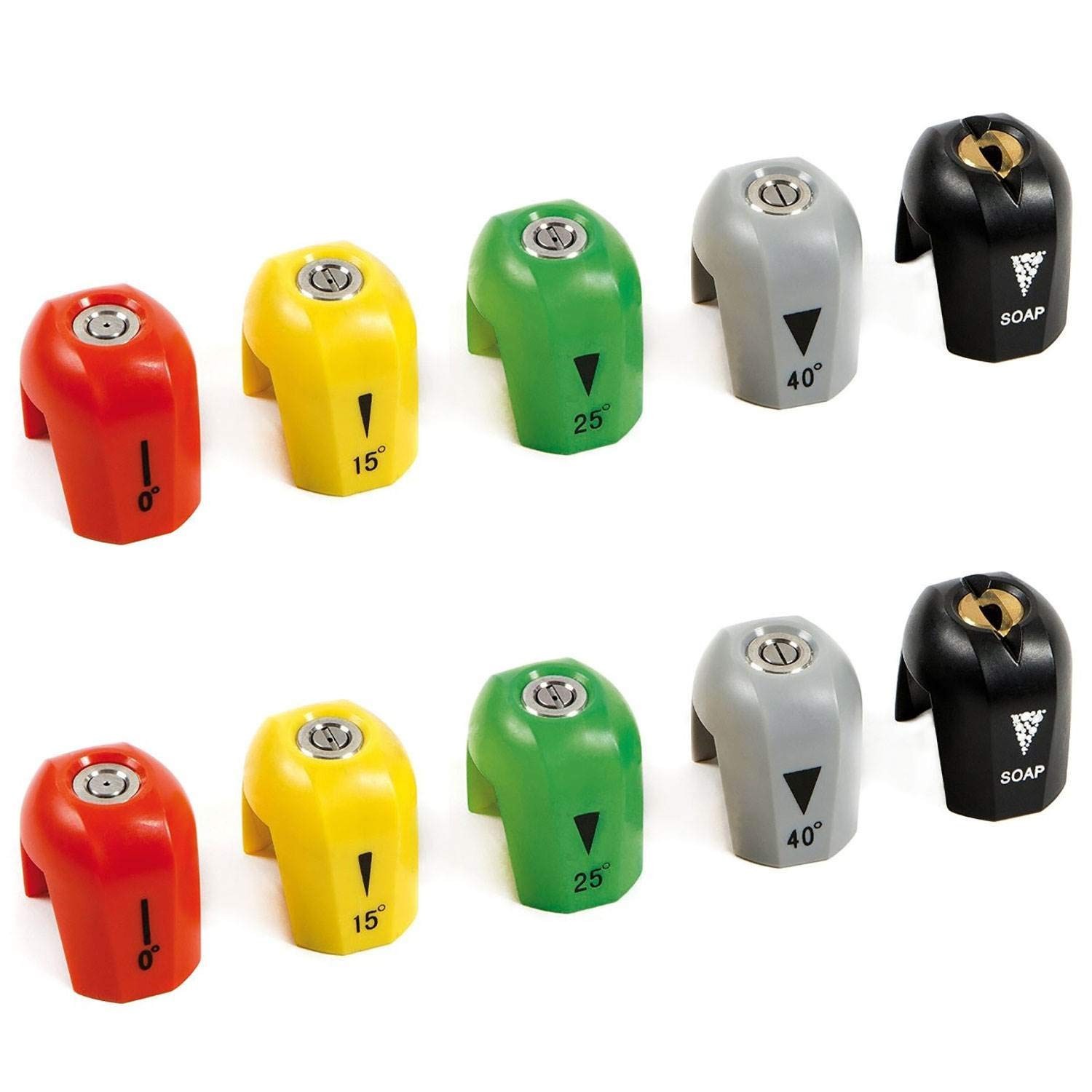 5-Pack Pressure Washer Nozzle Tips Set – 0, 15, 25, 40 Degree & Soap Attachments