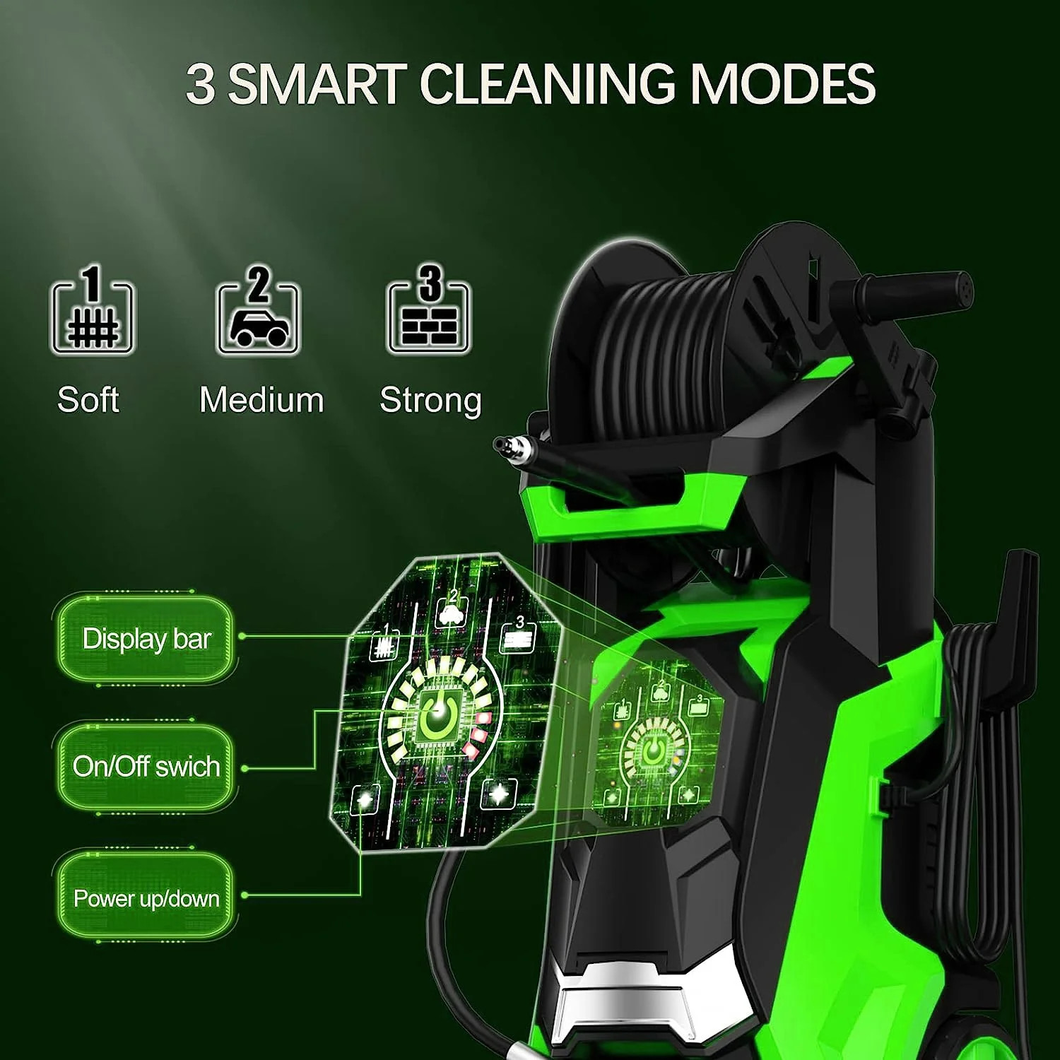Electric Pressure Washer 3800 PSI Max 2.6 GPM, Touch Screen Adjustable Pressure,