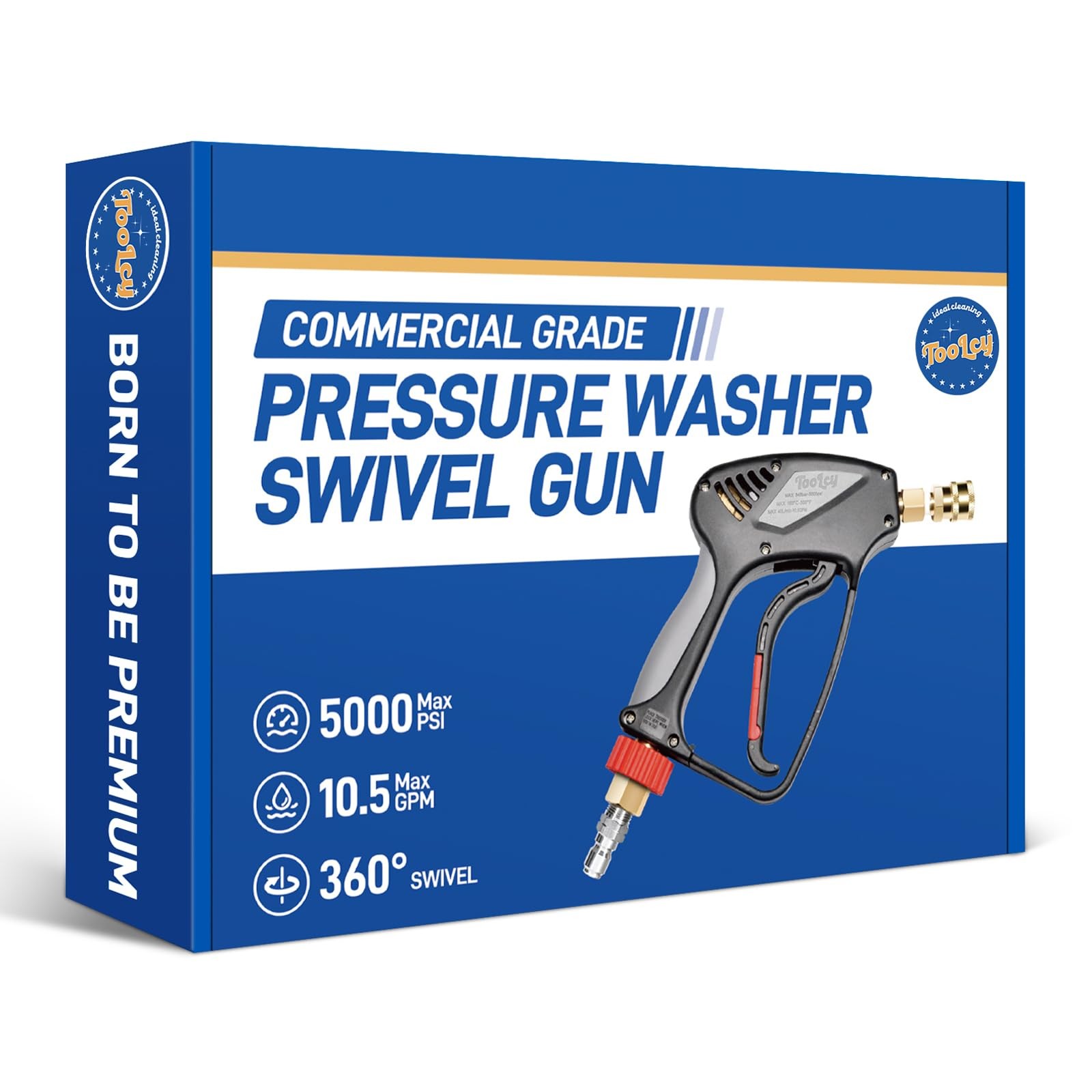 TOOLCY Pressure Washer Short Gun, Commercial 5000 PSI / 10.5 GPM with Nozzle