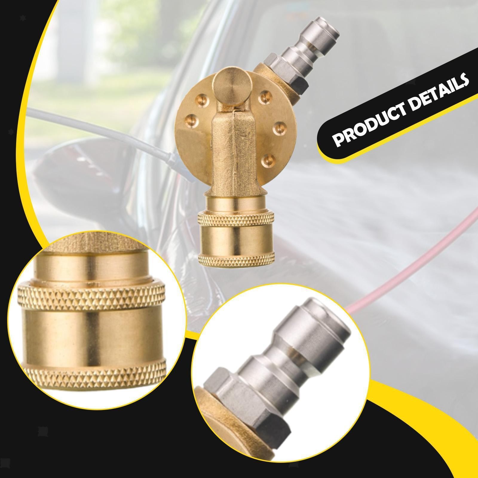 Pressure Washer Pivoting Coupler Rotation Angles Cleaning Tool Copper 12mm Quick