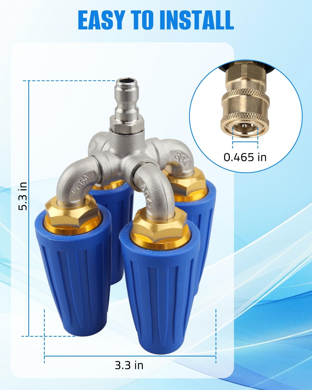 4-in-1 Pressure Washer Turbo Nozzle, 1/4″ Quick Connector, 360 Rotating, 2.5 …
