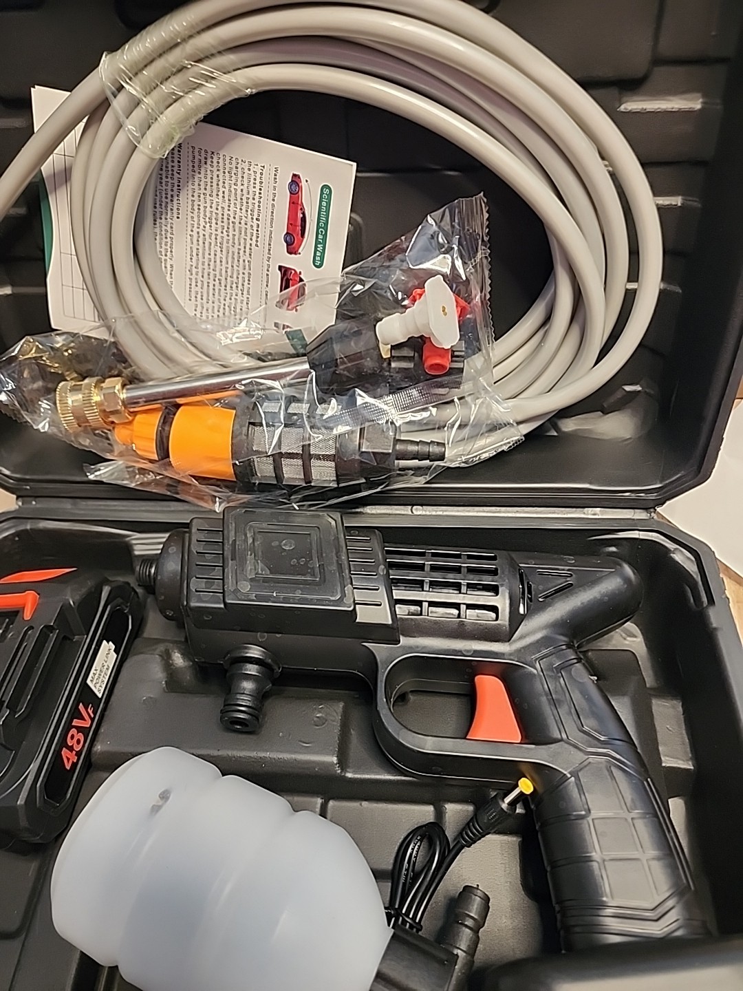 Electric Cordless High Pressure Washer Portable Power Cleaner Kit With 2 Nozzle