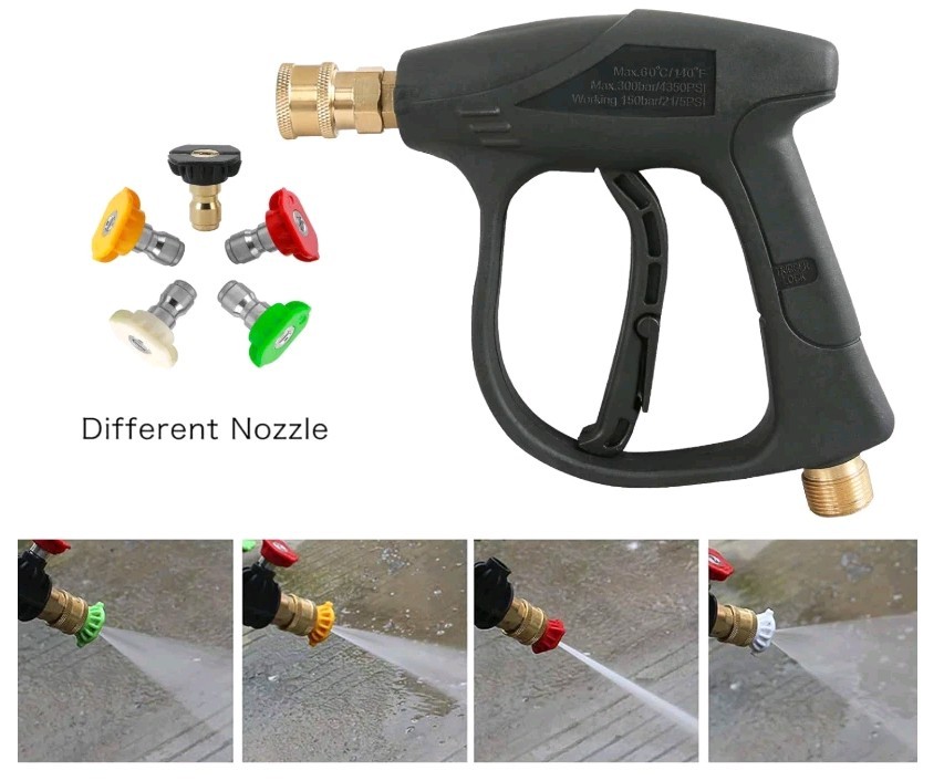 Sooprinse High Pressure Washer Gun+300PSI Max+5 color Nozzles M22-14 hose Tip