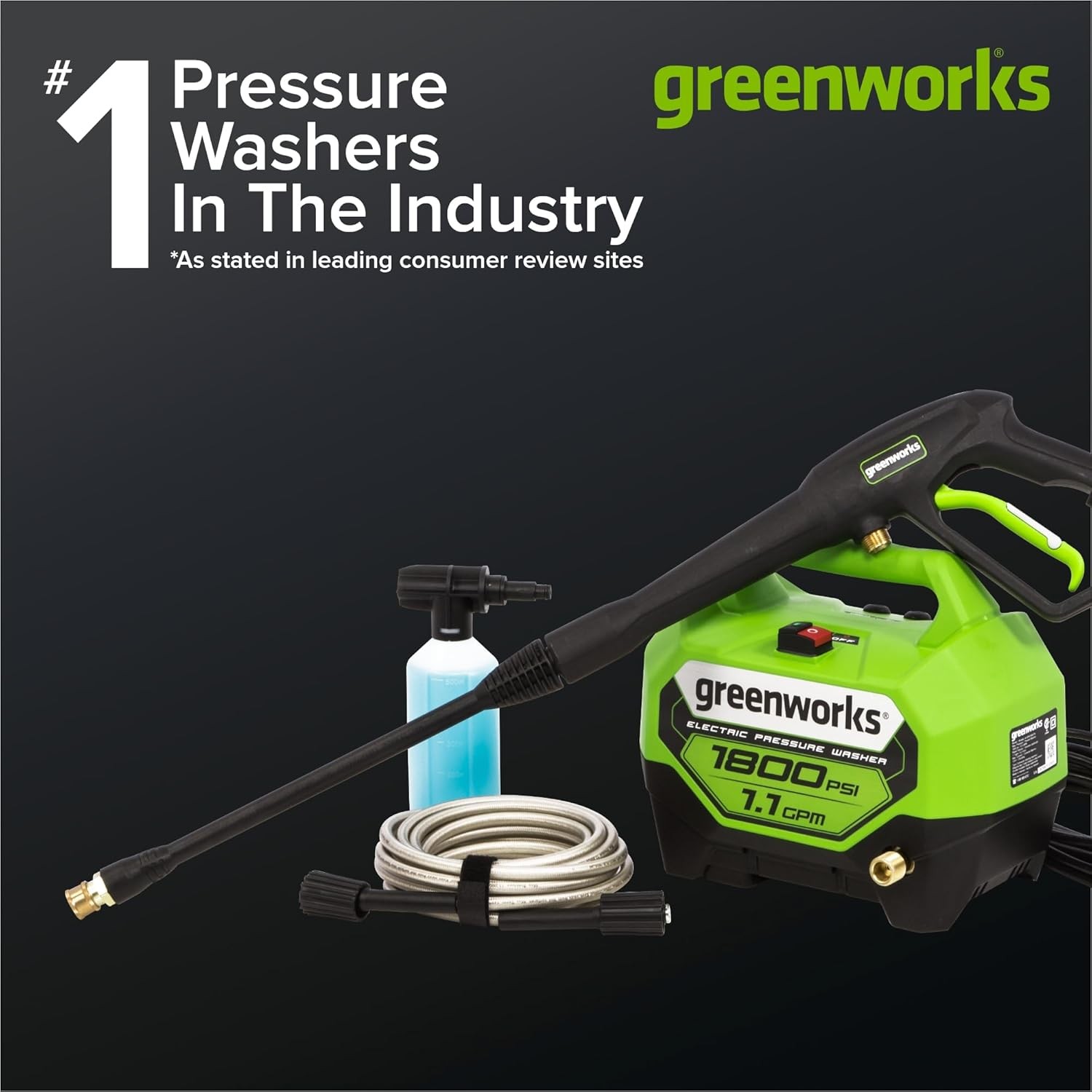 Greenworks 1800 PSI Electric Pressure Washer PWMA Certified