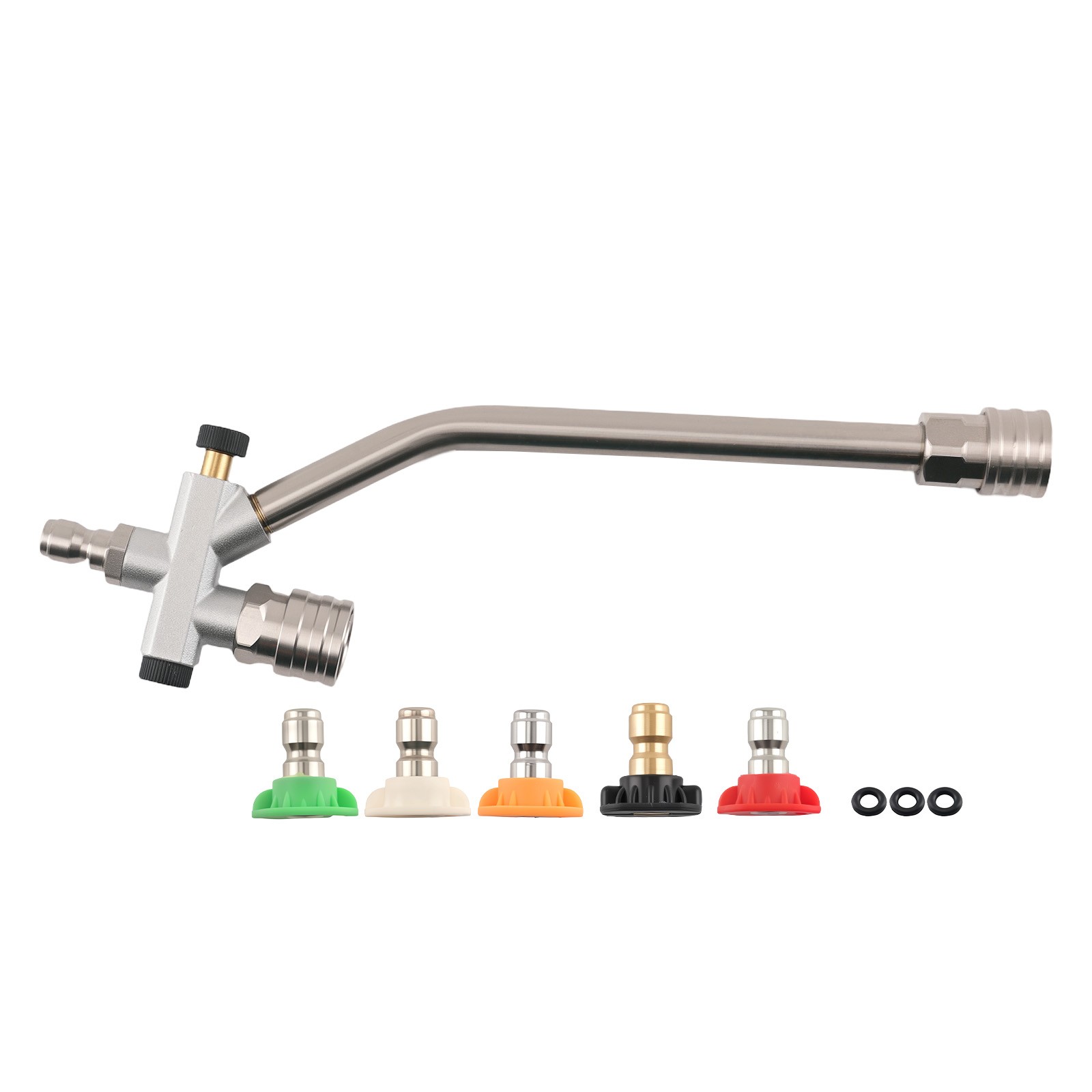 Pressure Washer Foam Lance Dual Use & 5 Spray Nozzles 4000 PSI 1/4″ Stainless