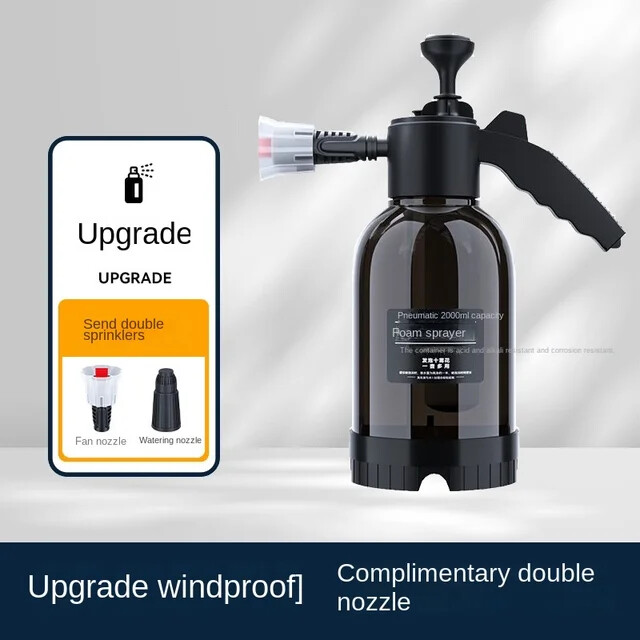2L Hand Pump Foam Sprayer with 3 Types of Nozzle Hand Pneumatic Foam Cannon Snow