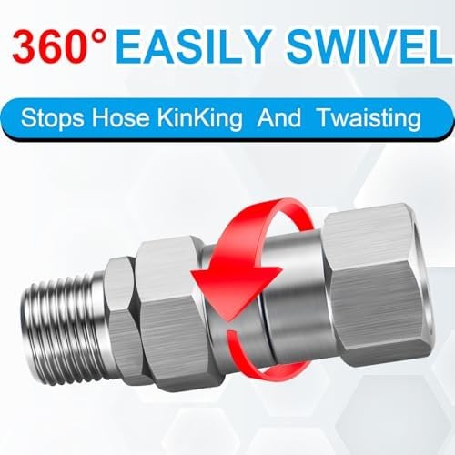 2 PACK Pressure Washer Swivel 3/8″ NPT Stainless Steel, 360° Rotating Kink Free