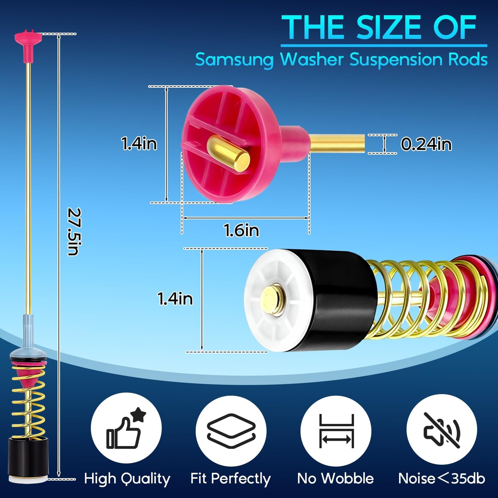 Washer Suspension Rods for Samsung Top Load 27.6in Dampen Vibration UR UE