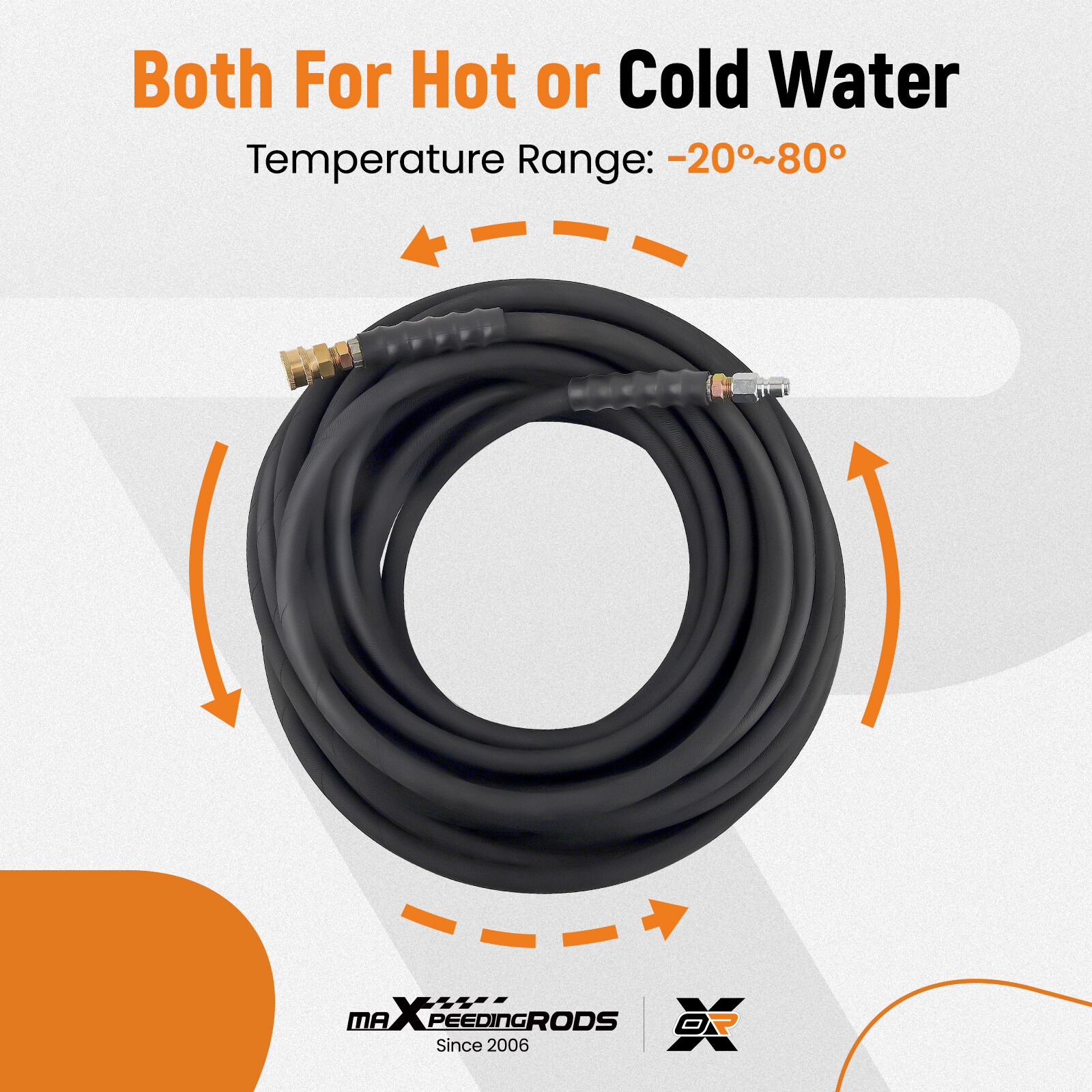 2 Wire Braid 6000psi HighTem Water Pressure Washer Hose Non-Marking 3/8″ x 100ft
