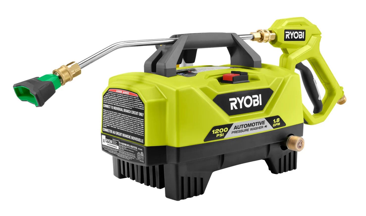 RYOBI 1200 PSI 1.8 GPM Cold Water Automotive Electric Pressure RY14AM12