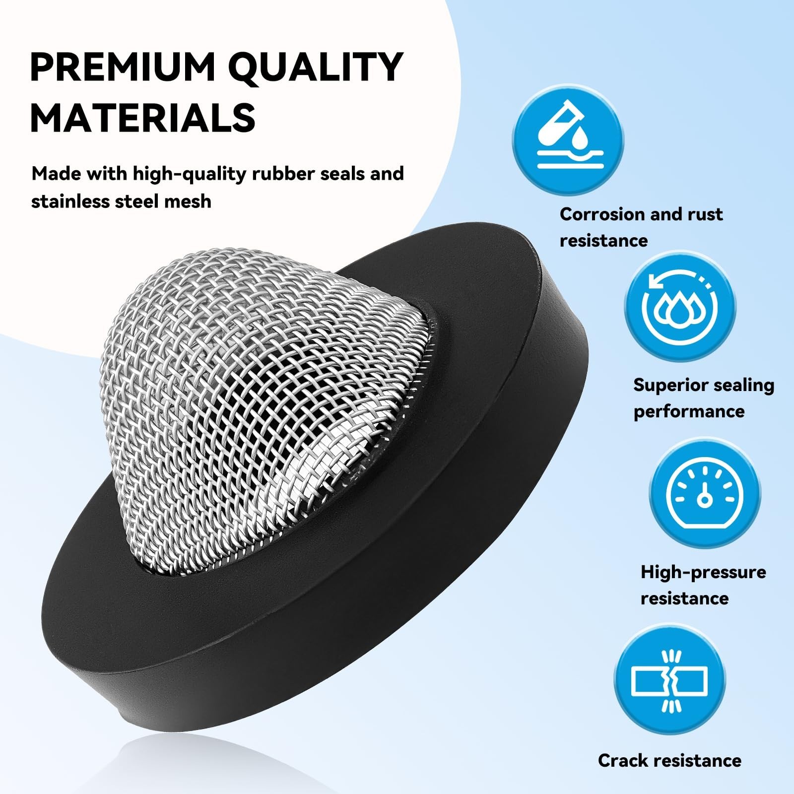 Inlet Screen Filter with Gasket, 60 Mesh Stainless Steel & Rubber Seal – 4 Pack