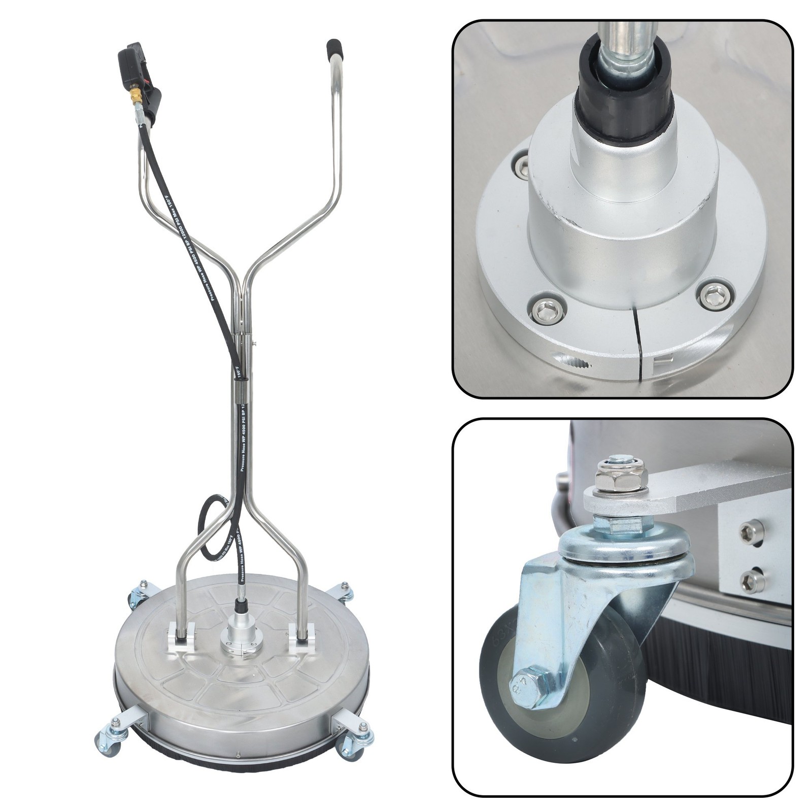 Instant-Attach 24-Inch Pressure Washer Surface Scrubber with Dual-Grip Handles