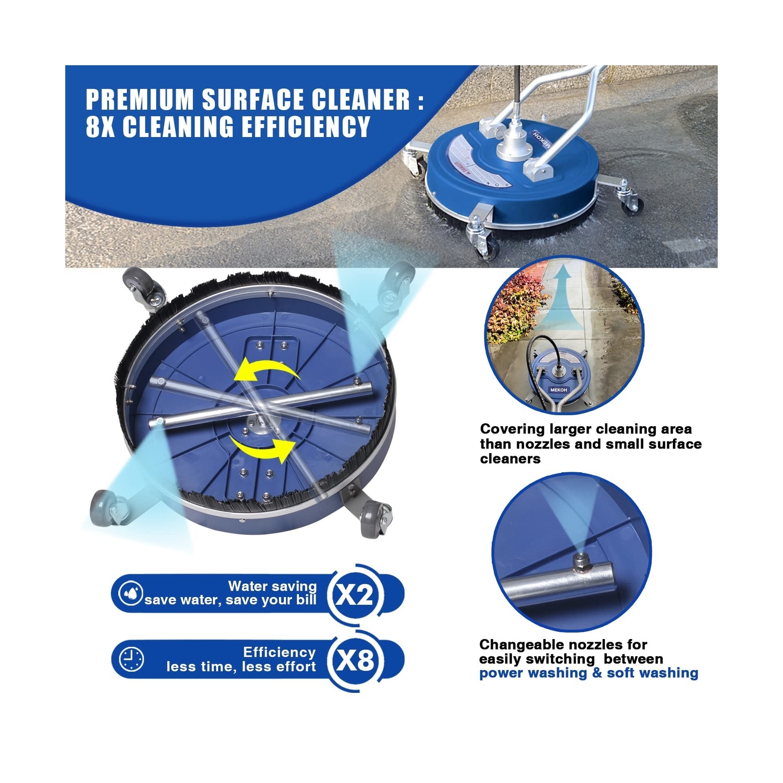 Pressure Washer Surface Cleaner 20”, 4500PSI Power Washer Surface Cleaner At…