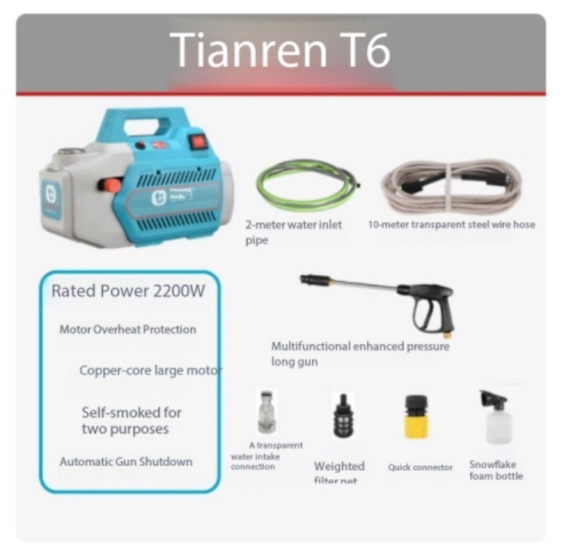 High-Powered Compact Commercial Portable Car Wash Gun and Brush