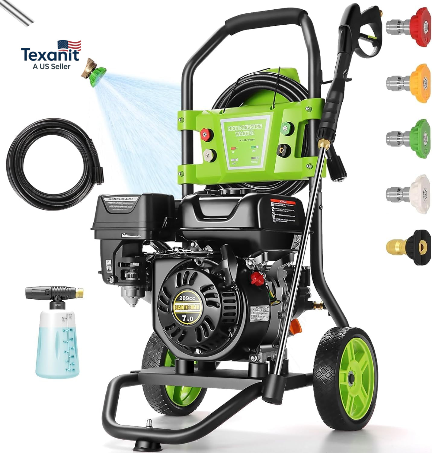 Gas Powered Pressure Washer 4200 PSI 4.0 GPM Portable Power Washer with 209CC 7H