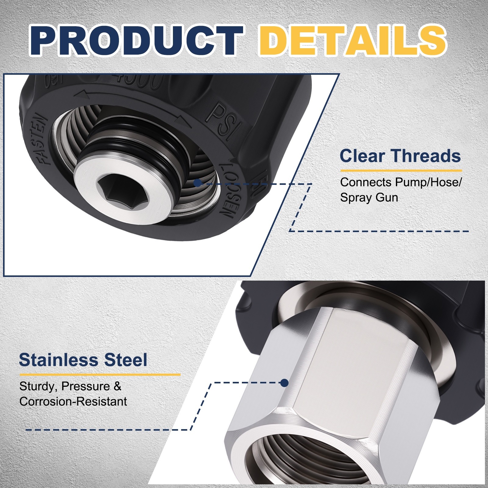 Pressure Washer Adapter, M22 14mm Female to G3/8″ Female Fittings
