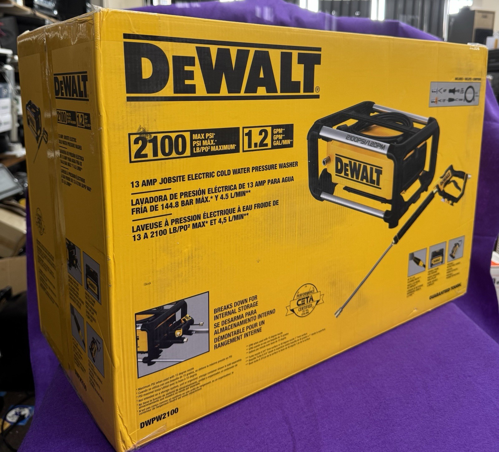 💥NEW SEALED BOX💥DEWALT DWPW2100 1.2gal 2100 PSi COLD WATER PRESSURE WASHER