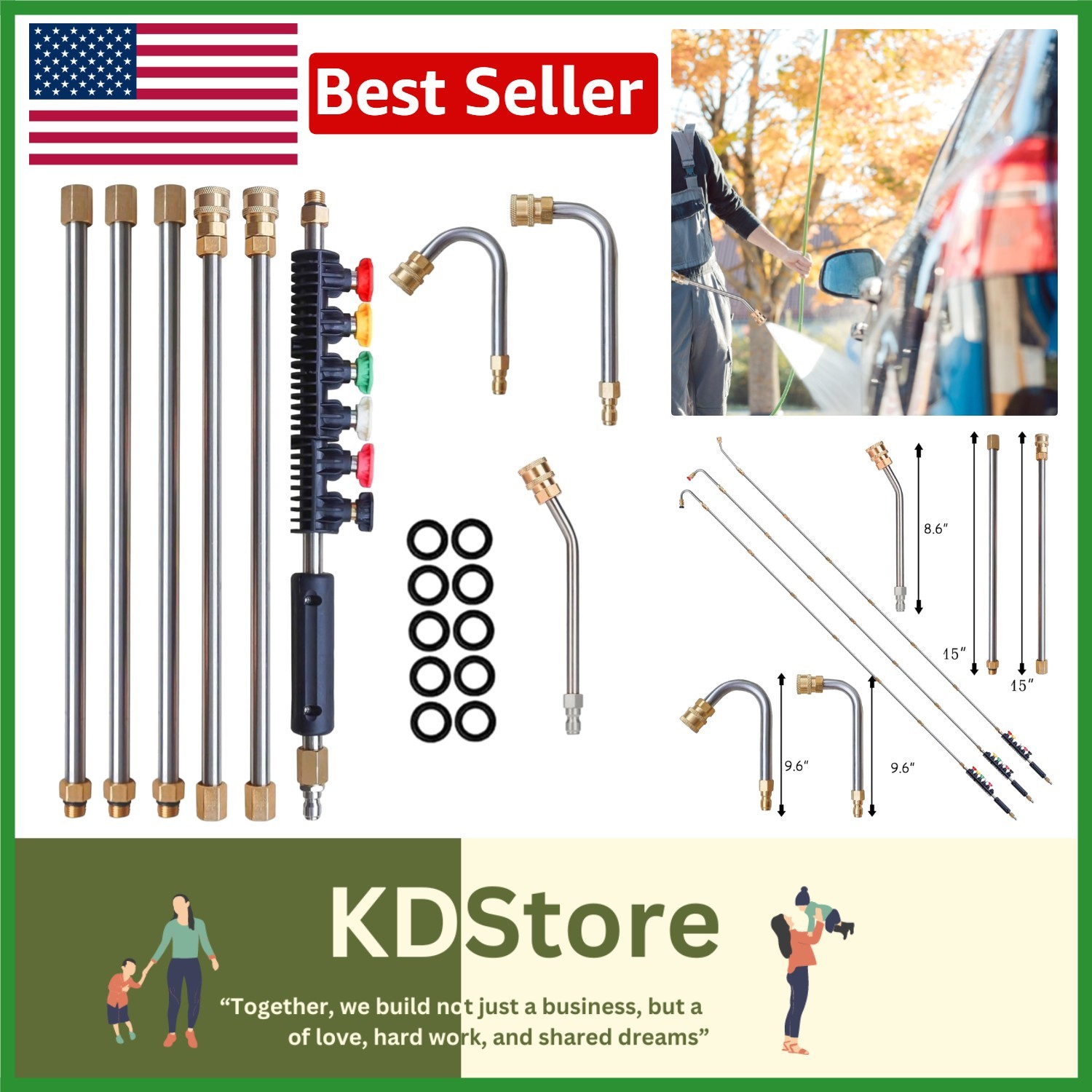 9-Pack Heavy-Duty Pressure Washer Extension Wand Set