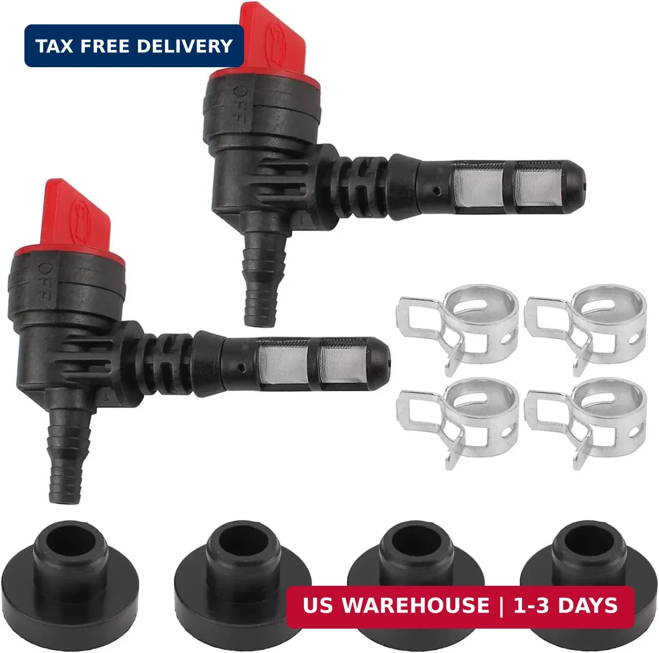 2 Pack 90 Degree Fuel Gas Shut Off Valve w/ Grommet Clamp for 192980GS 208961 fo