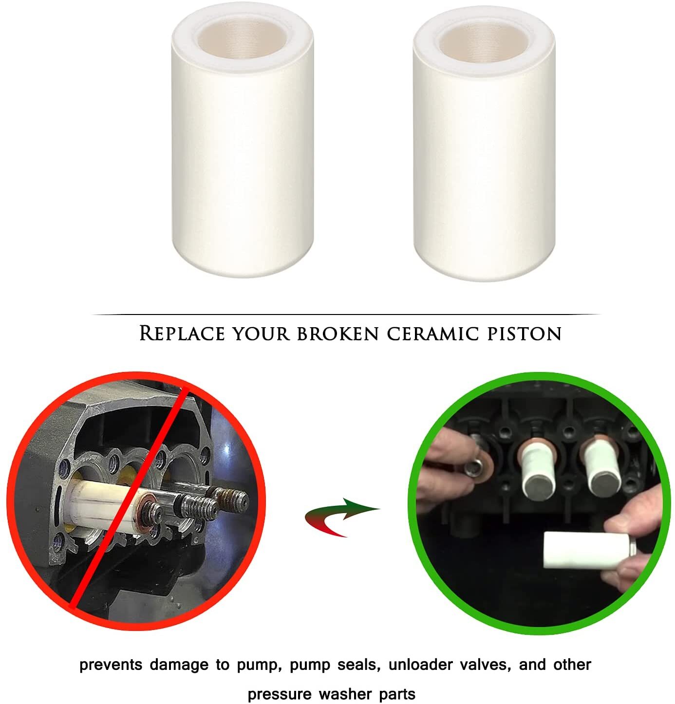 3pcs General Pump Piston Ceramic 51040009 For TP Pumps General Pump (15x25x9 mm)