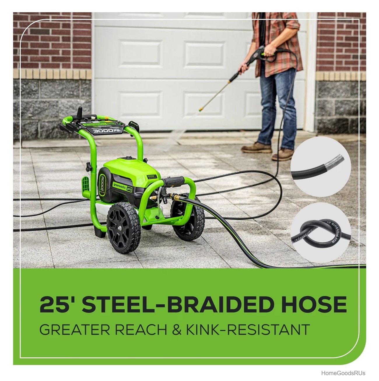 TruBrushless Electric Pressure Washer 3000 PSI 2.0 GPM Turbo Nozzle 35ft Cord