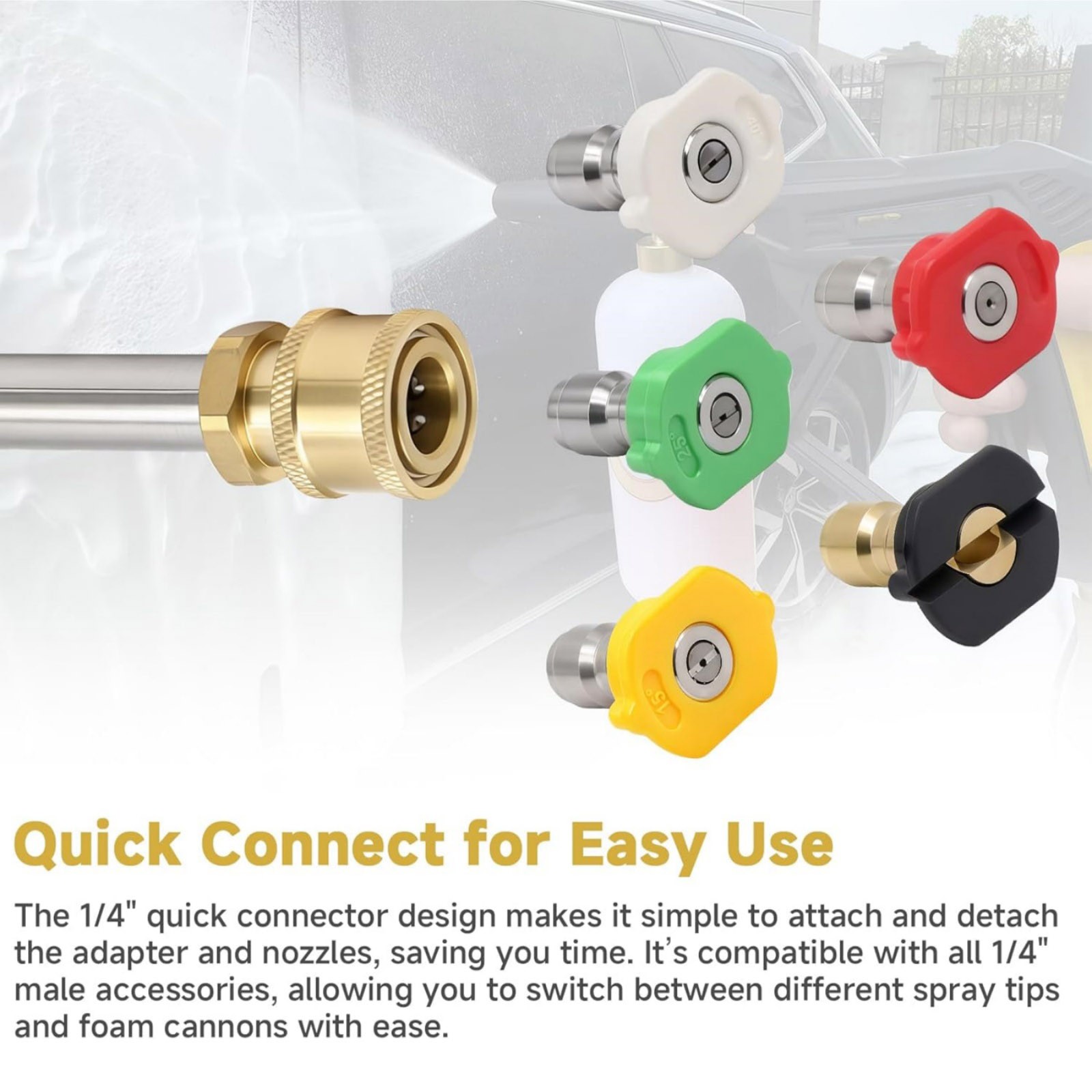 For Ryobi Husky Pressure Washer Quick Connect Adapter With 5 Color Coded Tips