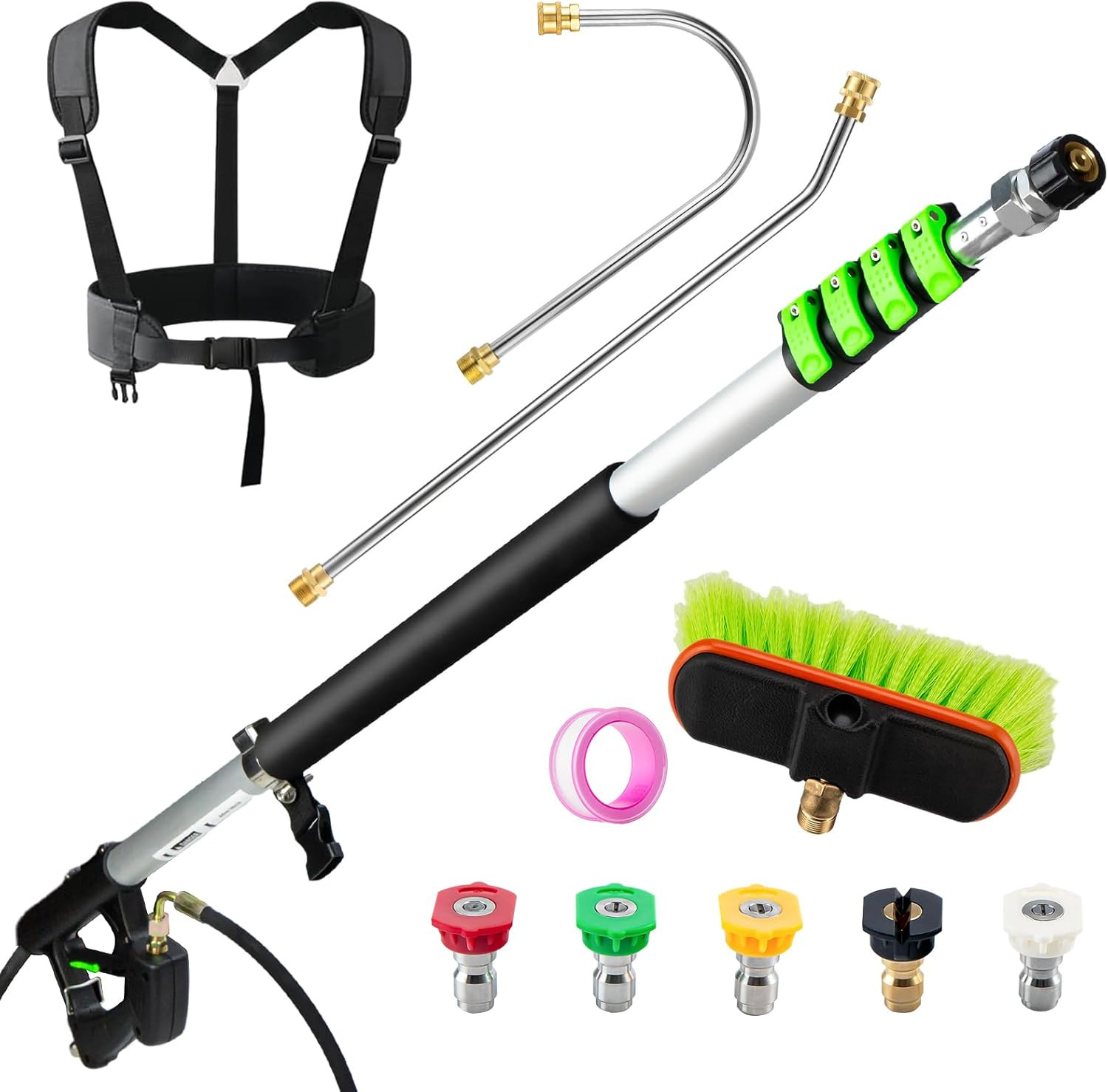 24 FT Telescoping Pressure Washer Wand with Pressure Washer Extension Wand,Gutte