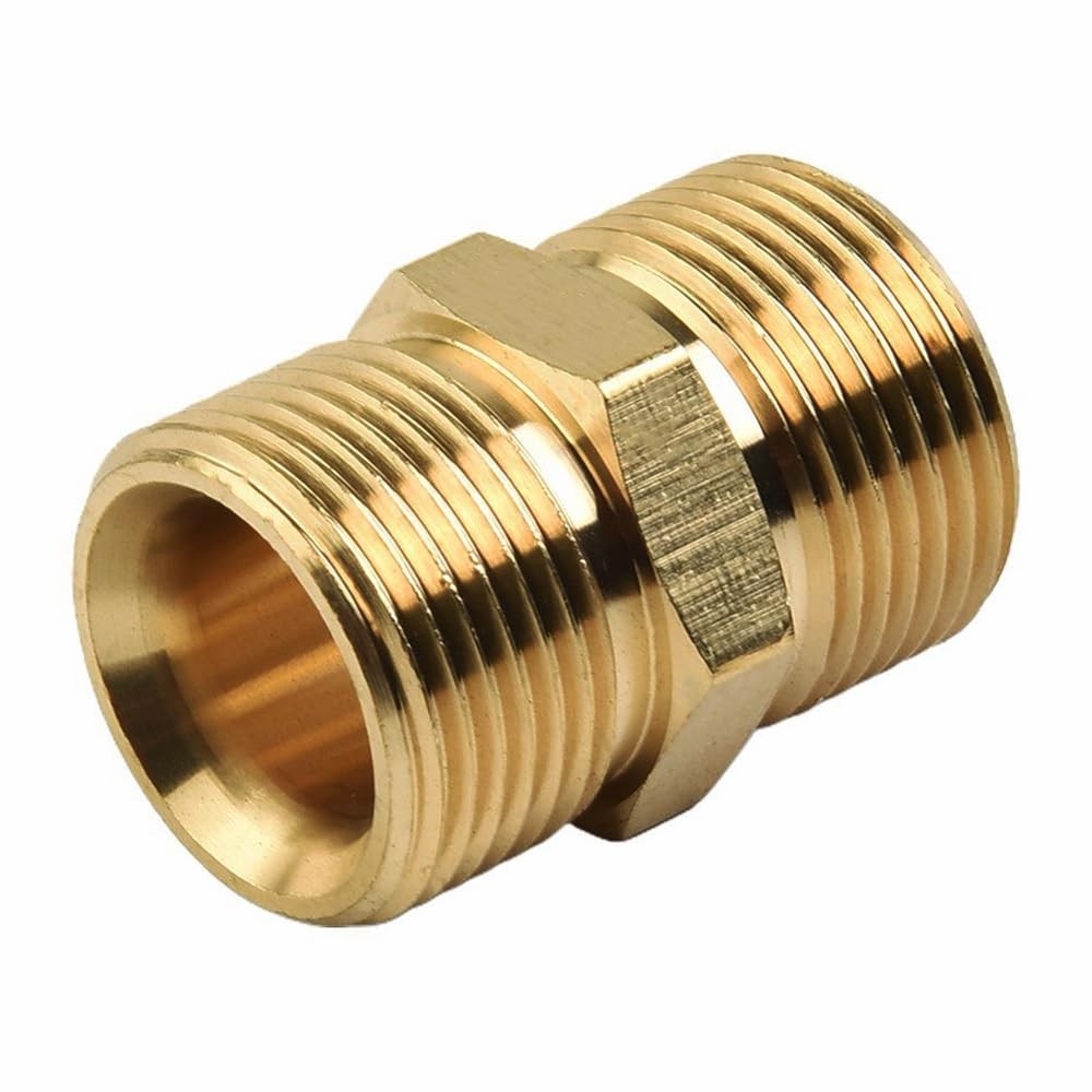 Pressure Washer Hose Coupler, M22-14mm Male to M22-14mm Male Solid Brass Exte…