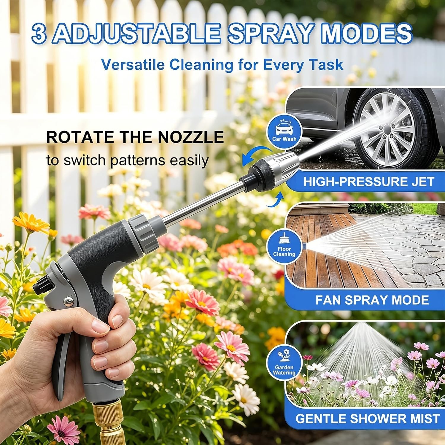 Handheld Pressure Washer Nozzle – Metal Connectors