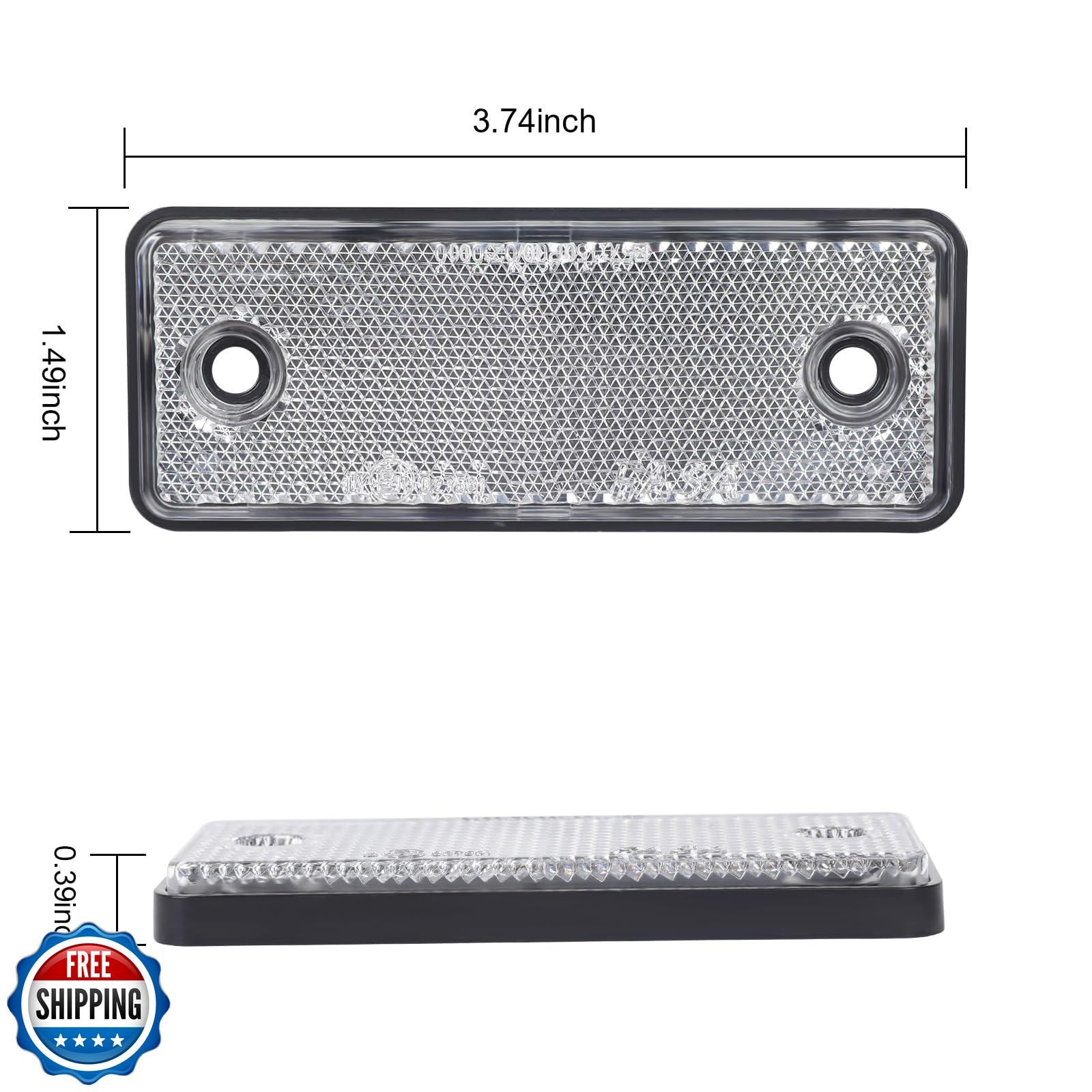 WUSHIXAN 10 Pack White Screw on Rectangular Reflectors for Mailbox, Motobikes
