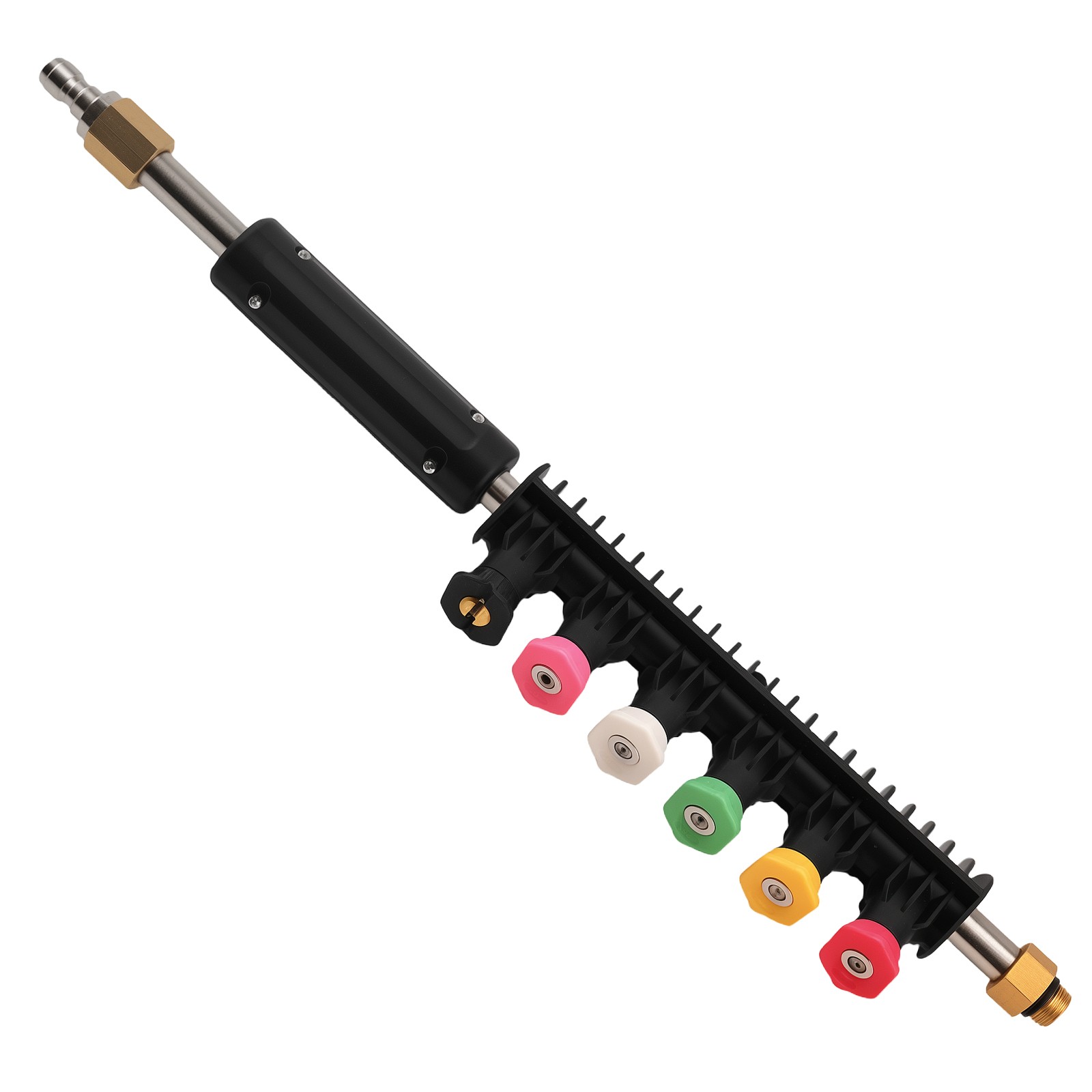 4000PSI Pressure Washer Extension Wand Kit 97in 6 Nozzles 3 Angle Curved Rod