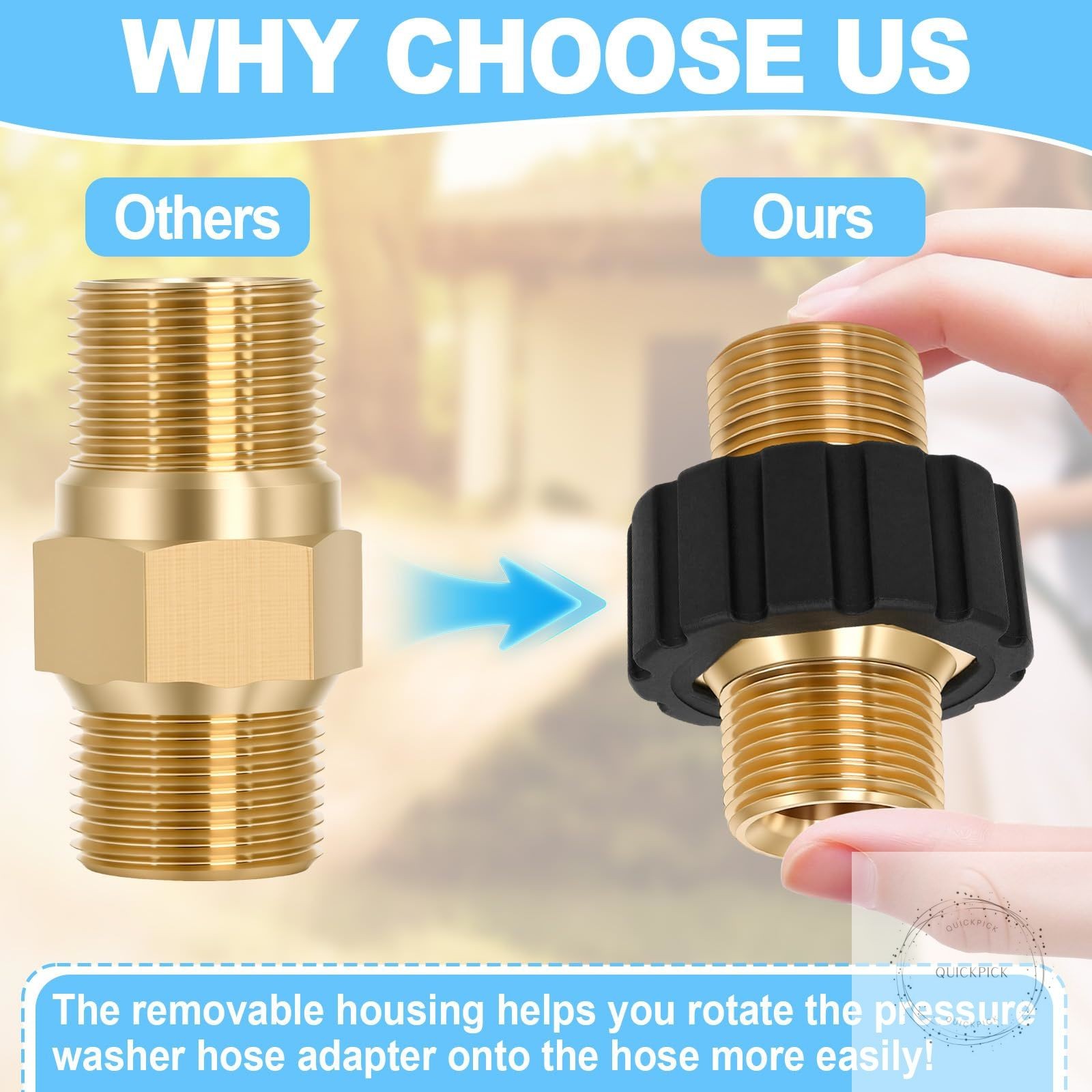 M22 14mm Pressure Washer Hose Connector, M22-14mm Male-to-Male Adapter, 5000 PSI