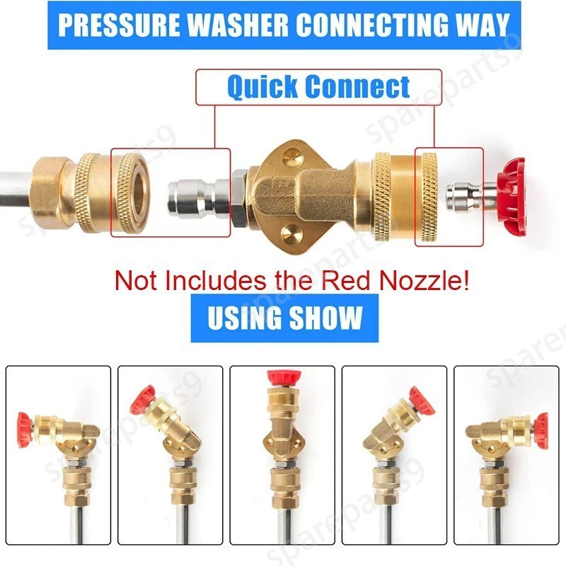 1 Piece Pivoting Coupler High Pressure 1/4″ Quick Connect Rotary Adapter 5 Gears