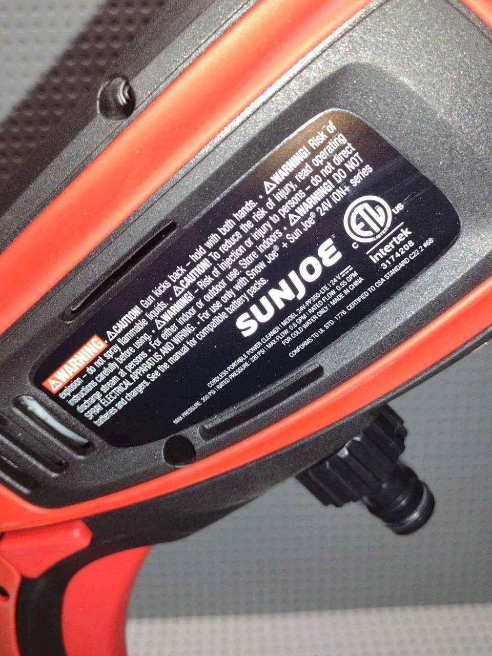 Sun Joe 24V-PP350-LTE-P1 24-Volt Ion+ Cordless Power Cleaner 350 PSI READ
