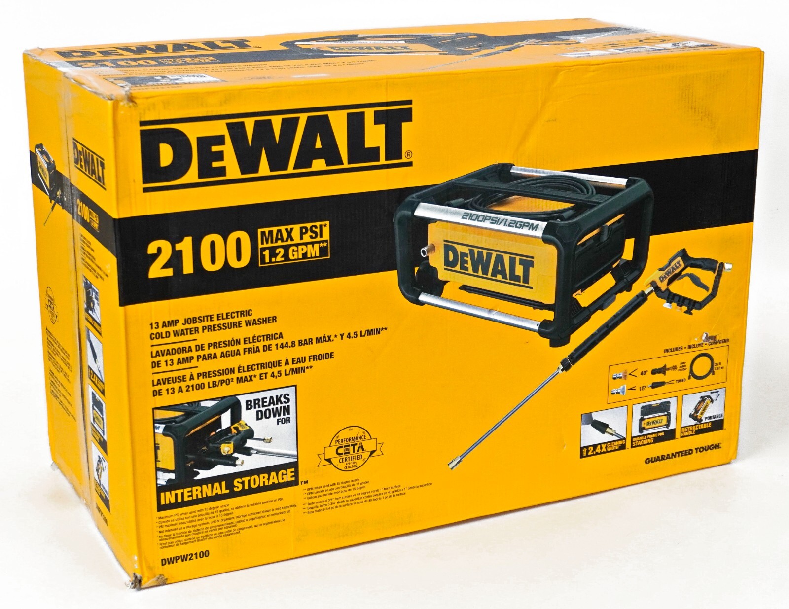 DeWalt DWPW2100 2100 PSI 13 AMP Jobsite Electric Pressure Washer -A