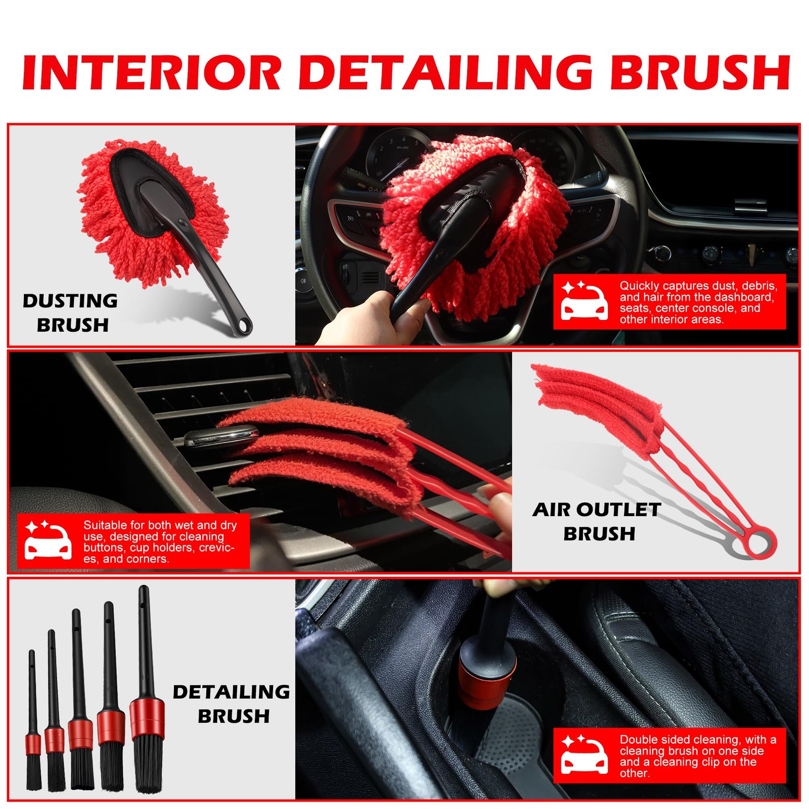 25Pcs Car Detailing Kit with Brushes, Cleaning