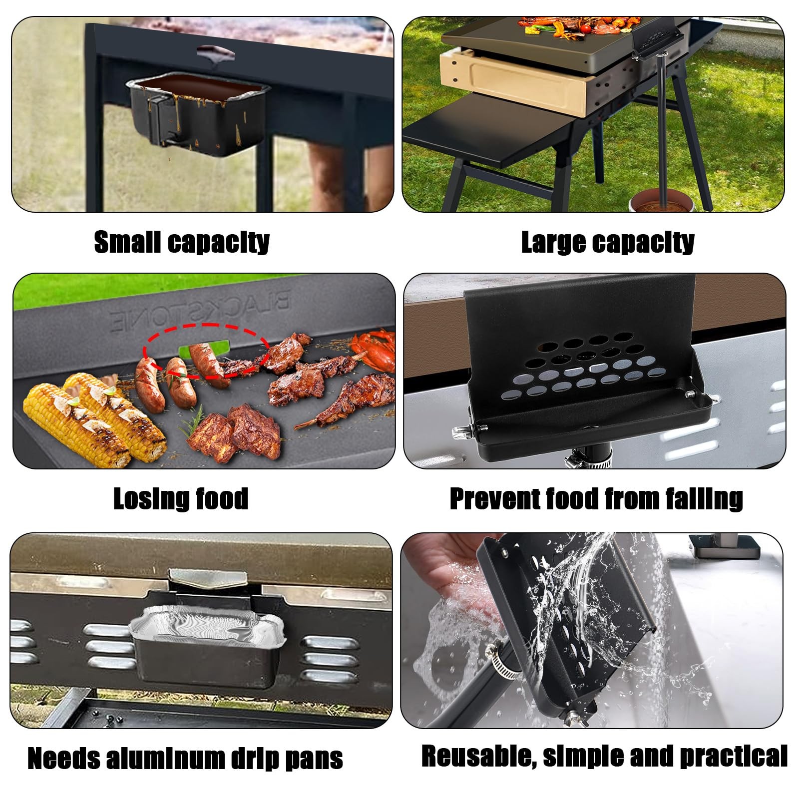 Upgrade Blackstone Grease Catcher – Rear Drainage Funnel for Black