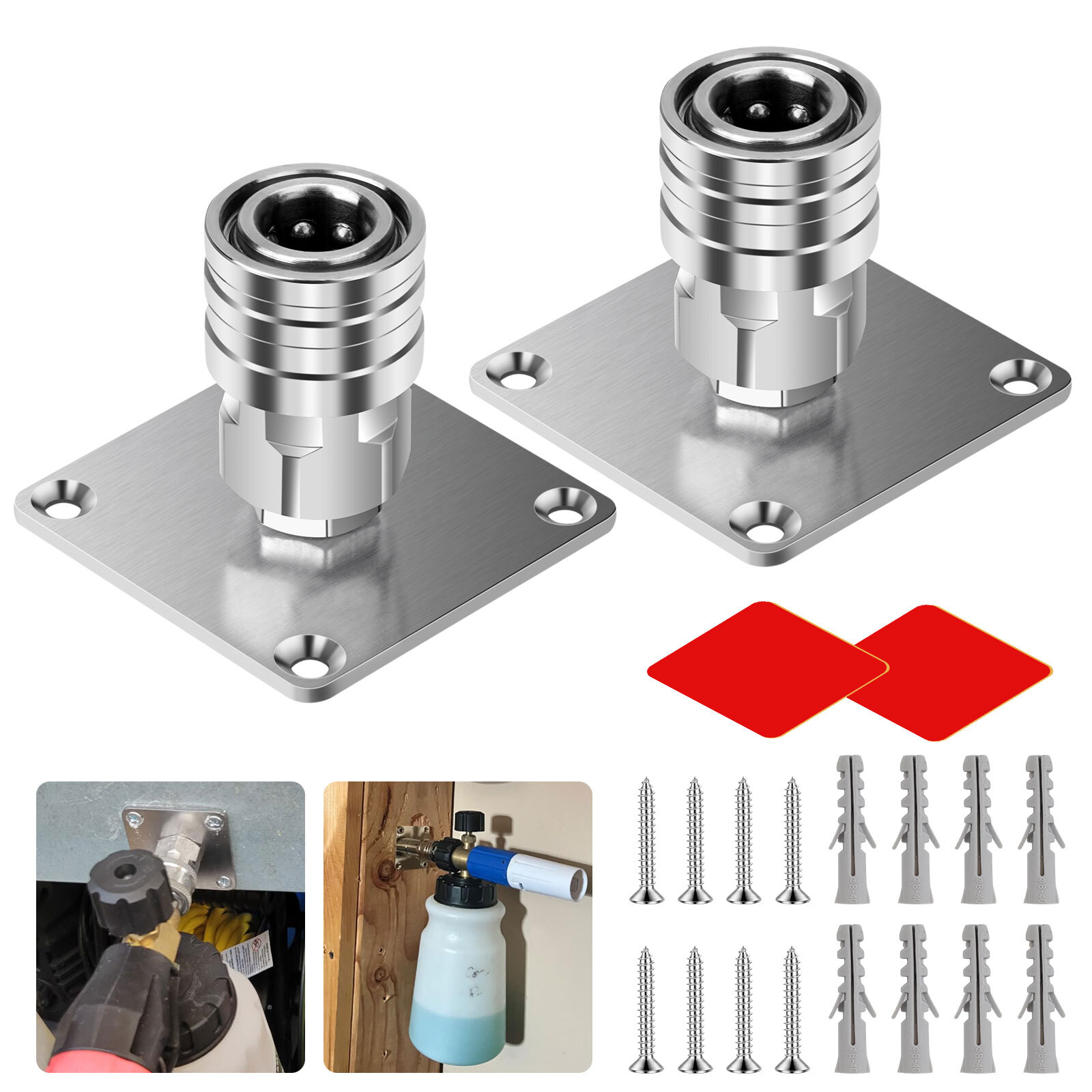 Pressure Washer Foam Cannon Holder with 1/4 Quick Connector for Garage Wall Rack