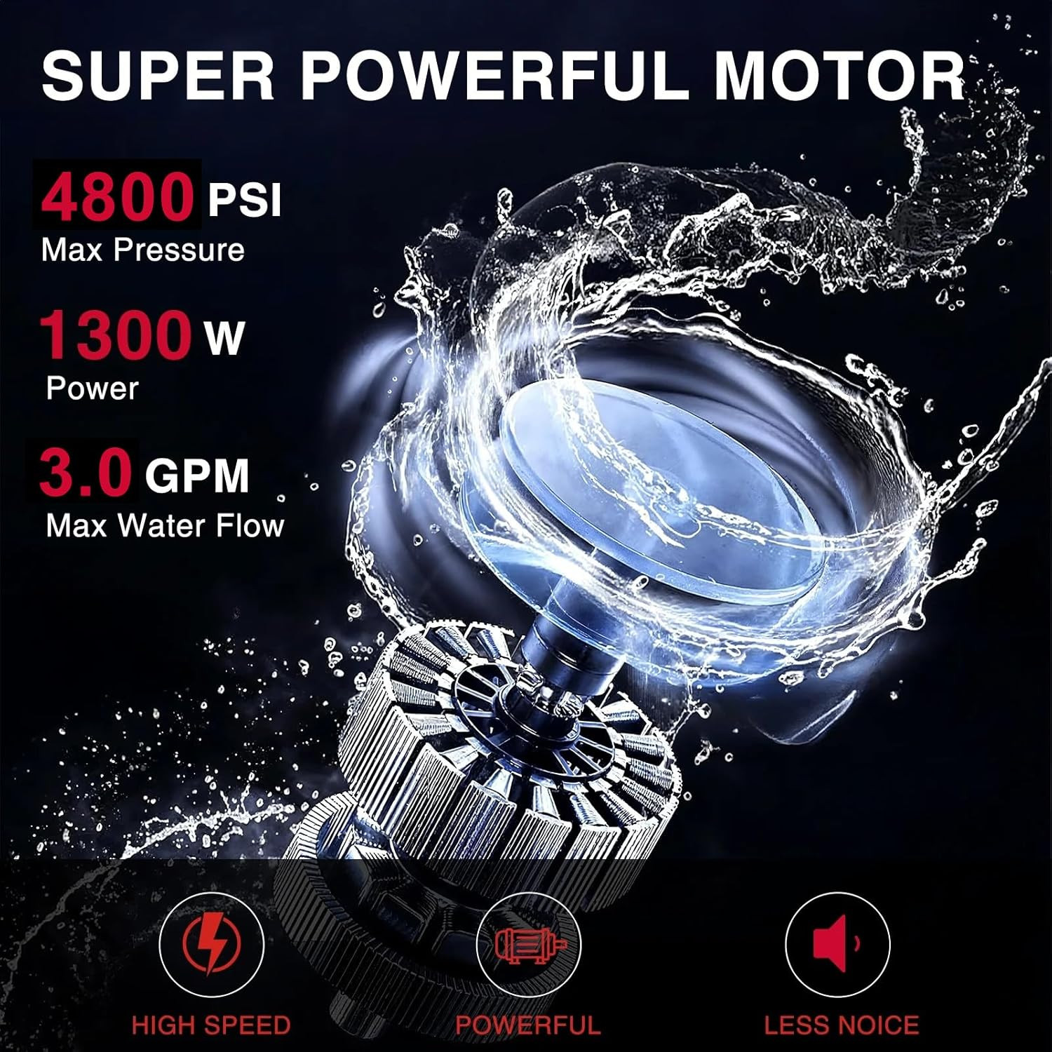 Upgraded Electric Pressure Washer, 1850 PSI Max,3.0 GPM, 5″ Wheels, 18M Cord/Hos