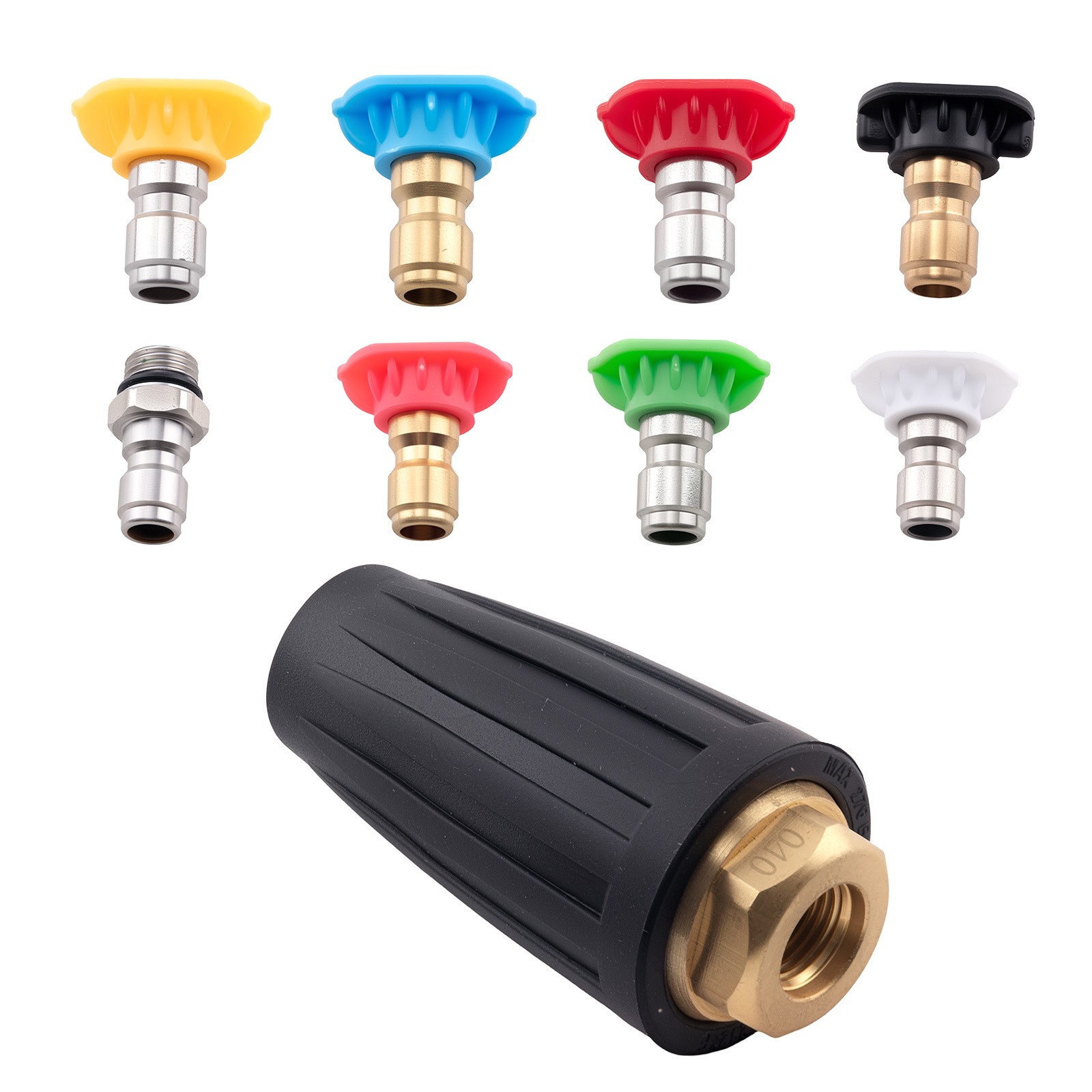 4000PSI Pressure Washer Turbo Rotating Nozzle Spray Nozzles 1/4 QC Multi Angle
