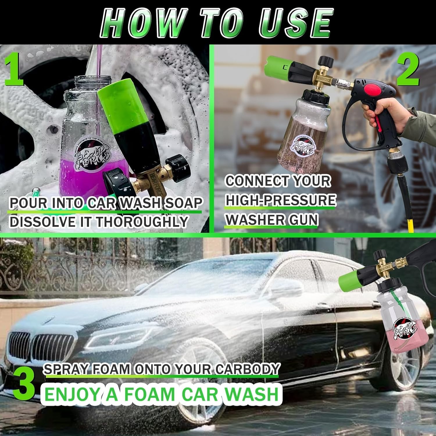 Brass Foam Cannon for Pressure Washers 34oz Car Snow Foam Blaster