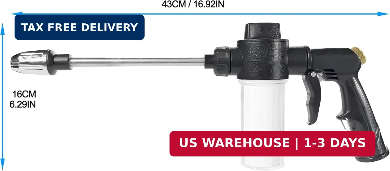 High Pressure Foam Gun for Garden Hose, Car Wash Soap Sprayer with 3.5oz/100cc P
