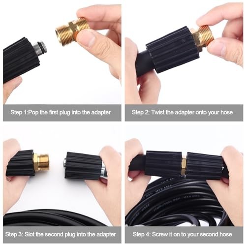 Pressure Washer Hose Connector M22 14mm Male to Male Adapter 5000 PSI Brass