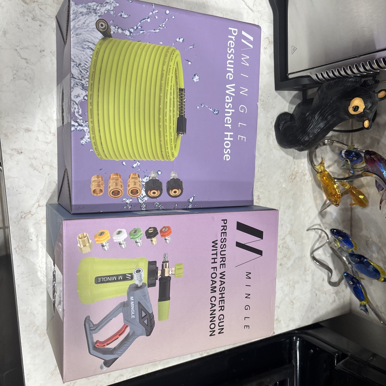 Mingle Pressure washer gun with foam cannon and pressure washer hose