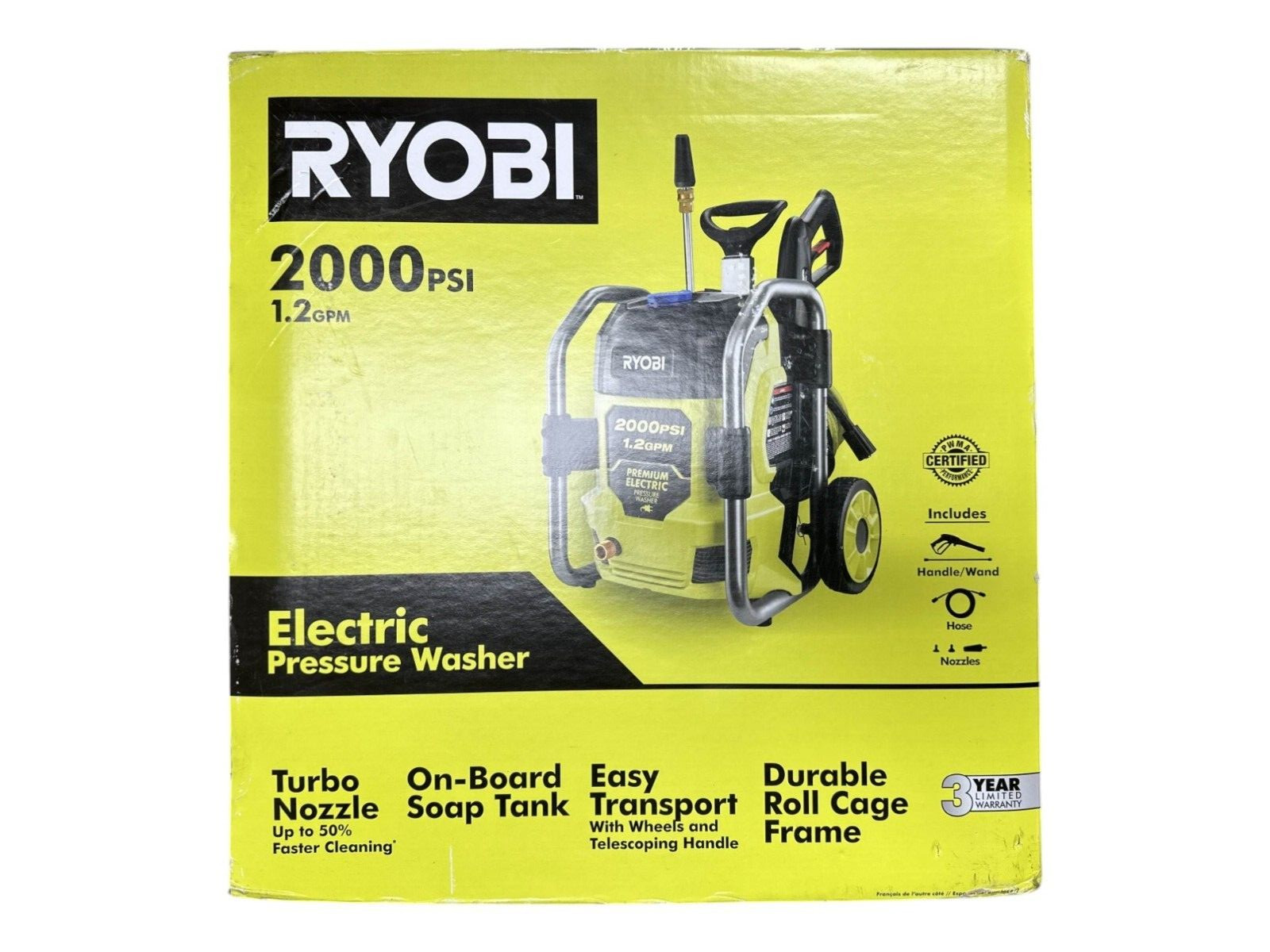 RYOBI 2000 PSI 1.2 GPM Cold Water Electric Pressure Washer